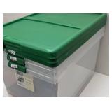 Set of 3 Large Latching Clear Ornament Storage Box with Green Lid - Brightroom™