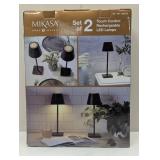 Mikasa Rechargeable 14-inch LED Lamps with Touch Control, Set of 2 - Black