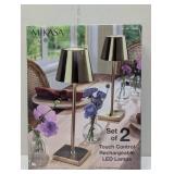 Mikasa Rechargeable 14-inch LED Lamps with Touch Control, Set of 2 - Gold
