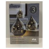 Evergreen LED Glass Raindrops, Gray Finish Set of 3