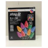 SYLVANIA Stay-Lit Platinum Strings Christmas Lights - LED C9 Multi Color Lights - (2 Strings of 50 Lights)
