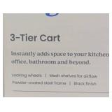 3 Tier Metal Utility Cart - Brightroom™ - Black