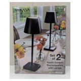 Mikasa Rechargeable 14-inch LED Lamps with Touch Control, Set of 2 - Black