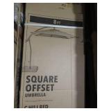 Hampton Bay 8 ft. Square Aluminum and Steel Cantilever Offset Outdoor Patio Umbrella in Chili Red