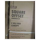 Hampton Bay 8 ft. Square Aluminum and Steel Cantilever Offset Outdoor Patio Umbrella in Chili Red