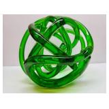 Geometric Hand - Blown Glass Green "Knot" Decor