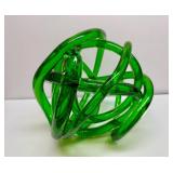 Geometric Hand - Blown Glass Green "Knot" Decor