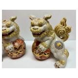 Set of Vintage Japanese Hand-Painted Porcelain Foo Dogs