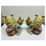 Set of Vintage Japanese Hand-Painted Porcelain Foo Dogs