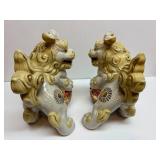 Set of Vintage Japanese Hand-Painted Porcelain Foo Dogs