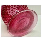 FENTON Hobnail Cranberry Pink Ruffled Edge Vase