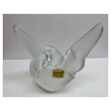 LALIQUE Frosted Crystal "Sylvie" Lovebirds Vase
