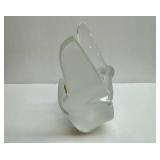 LALIQUE Frosted Crystal "Sylvie" Lovebirds Vase