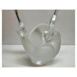 LALIQUE Frosted Crystal "Sylvie" Lovebirds Vase