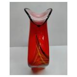 Unique Vibrant Red Glass Vase