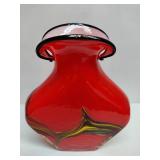 Unique Vibrant Red Glass Vase