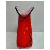 Unique Vibrant Red Glass Vase