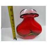 Unique Vibrant Red Glass Vase