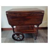 Antique Wood Cart on Wheels w/Dropdown Shelves
