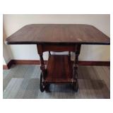 Antique Wood Cart on Wheels w/Dropdown Shelves
