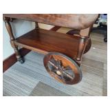 Antique Wood Cart on Wheels w/Dropdown Shelves