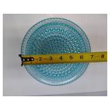 FENTON Blue Opalescent Hobnail Ruffle Trinket Bowl & Coin Dot Accessories  + Serving Plate