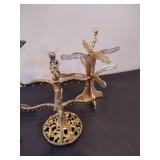 Vintage Dragonfly Mirror + Two Gold Tone Earring Holders