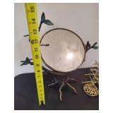 Vintage Dragonfly Mirror + Two Gold Tone Earring Holders