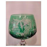 HOCK AJKA Green Wine Goblets w/Matching Decanter