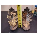 Vintage PMC MCM Leaf Book Ends w/Vintage Books