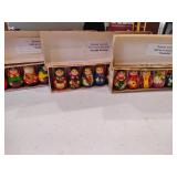 Three Sets of Russian Doll Ornaments
