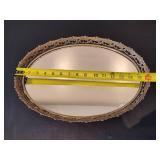 Vintage Gold Tone Mirrored Vanity Trays