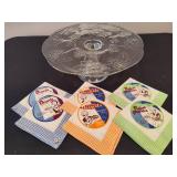 Pedestal Cake Plate w/Vintage Napkins