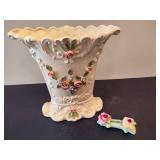 Capodimontite Style Vintage Floral Vases