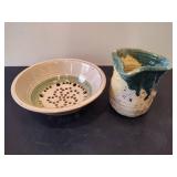 Pottery Fruit Strainer & Pitcher/Planter