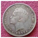 1909 Portugal Silver 100 Reis Coin
