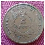 Rare 1865 2 Cent Coin - Civil War Era