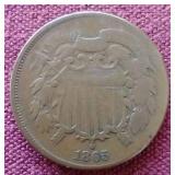 Rare 1865 2 Cent Coin - Civil War Era