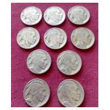 (10) Buffalo Nickels