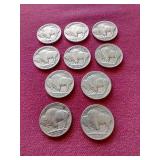 (10) Buffalo Nickels