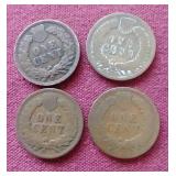 (4) Indian Pennies