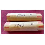 (2) Wheat Penny Rolls - 1944 & 1945
