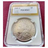 KEY 1889-S Morgan Dollar - PGA MS63