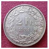 (2) Switzerland Silver 2 Franc Coins