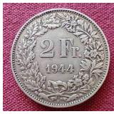 (2) Switzerland Silver 2 Franc Coins