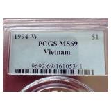 1994-W Vietnam Commemorative Silver Dollar - PCGS MS69