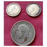 (3) Vintage Silver British Coins