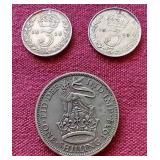 (3) Vintage Silver British Coins