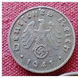 (3) 1941 Germany Third Reich Coins - 1/5/10