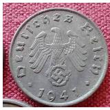 (3) 1941 Germany Third Reich Coins - 1/5/10